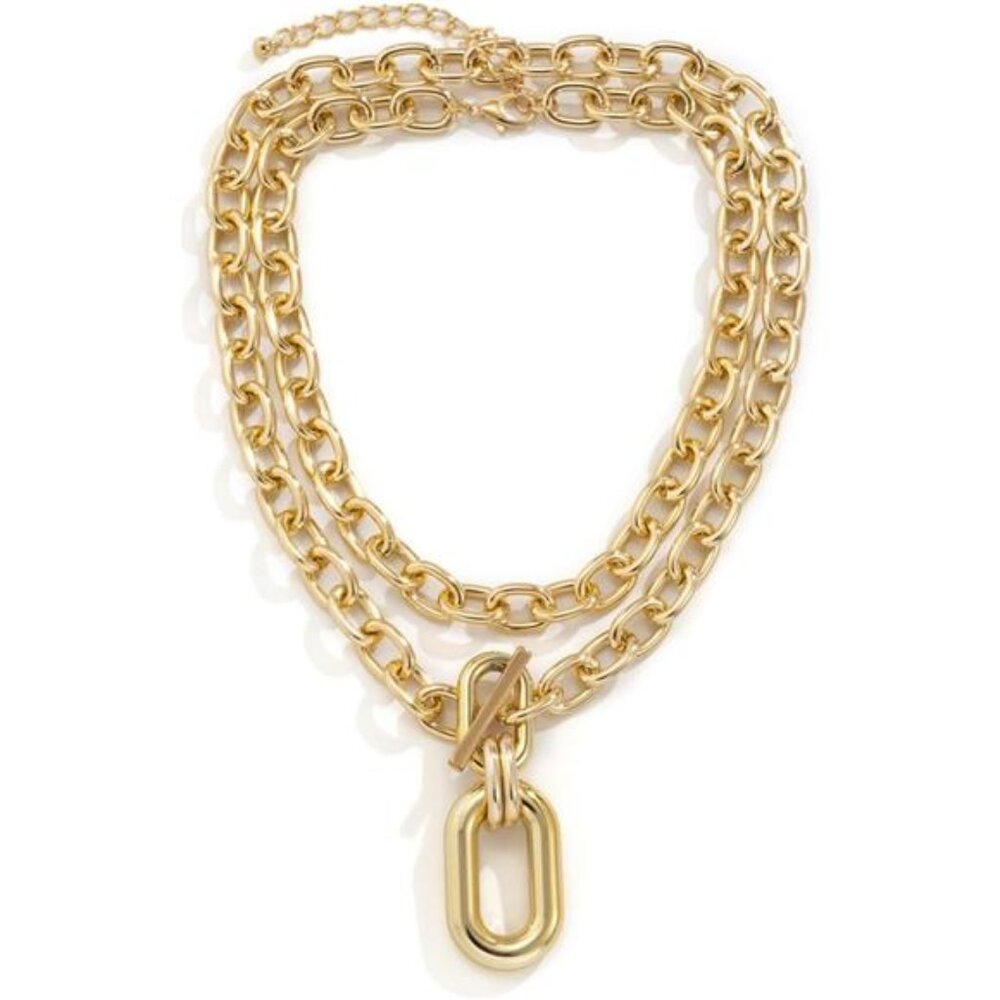Gold Layered Choker Necklace | Geometric Punk Style